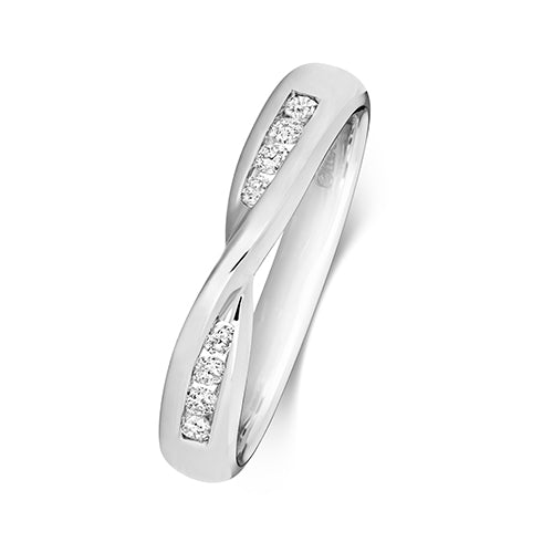 18K Gold Crossover Band with diamonds