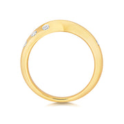 18K Gold Crossover Band with diamonds