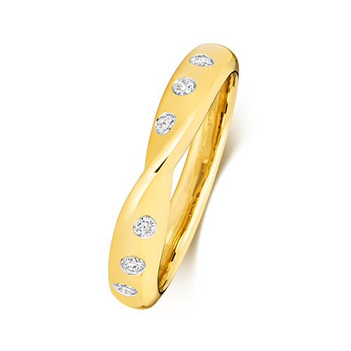 18K Gold Crossover Band with diamonds